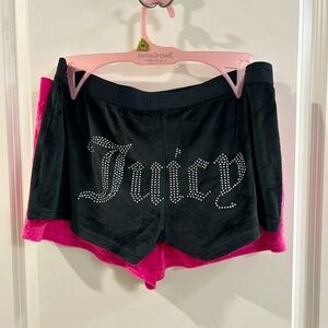 Juicy Couture Velour Medium Short Shorts Set Black & Pink New with Tags Y2K